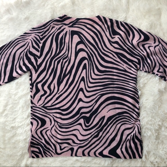 J. CREW • Like New 100% Cashmere Pink and Navy Zebra Striped Pullover Sweater - Picture 11 of 14